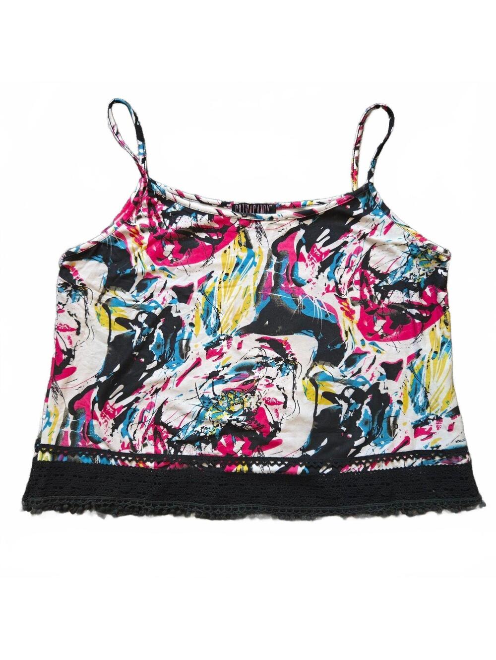 Cotton Candy XL Multicolor Abstract Print Spaghetti Strap Tank Top